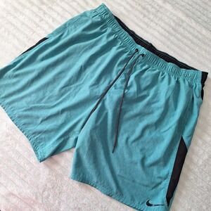 Nike Mens 3XL Blue Swim Trunks Mesh Lined Drawstring Pockets Elastic Waist